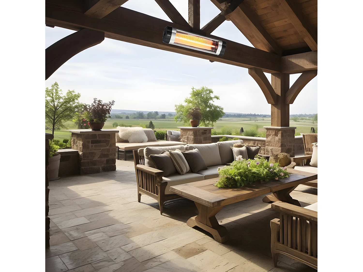 Calefactor Exterior Cuarzo Austral 1500w Negro Pie/pared