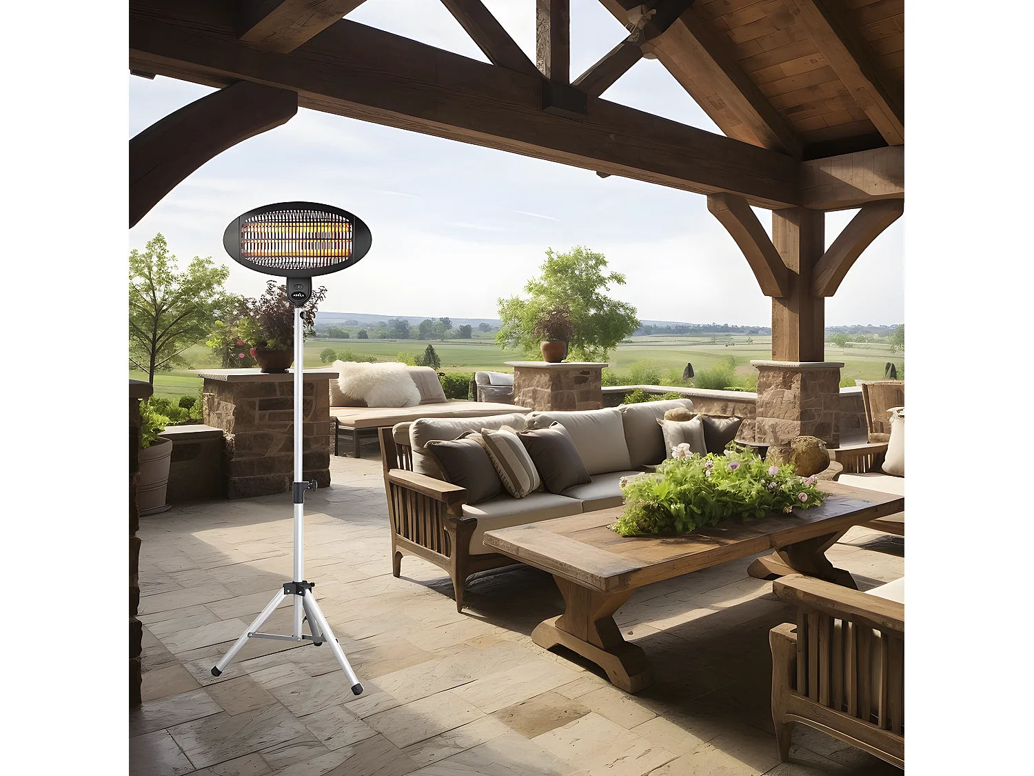 Cabezal De Calefactor Exterior Cuarzo Austral 2000w Negro