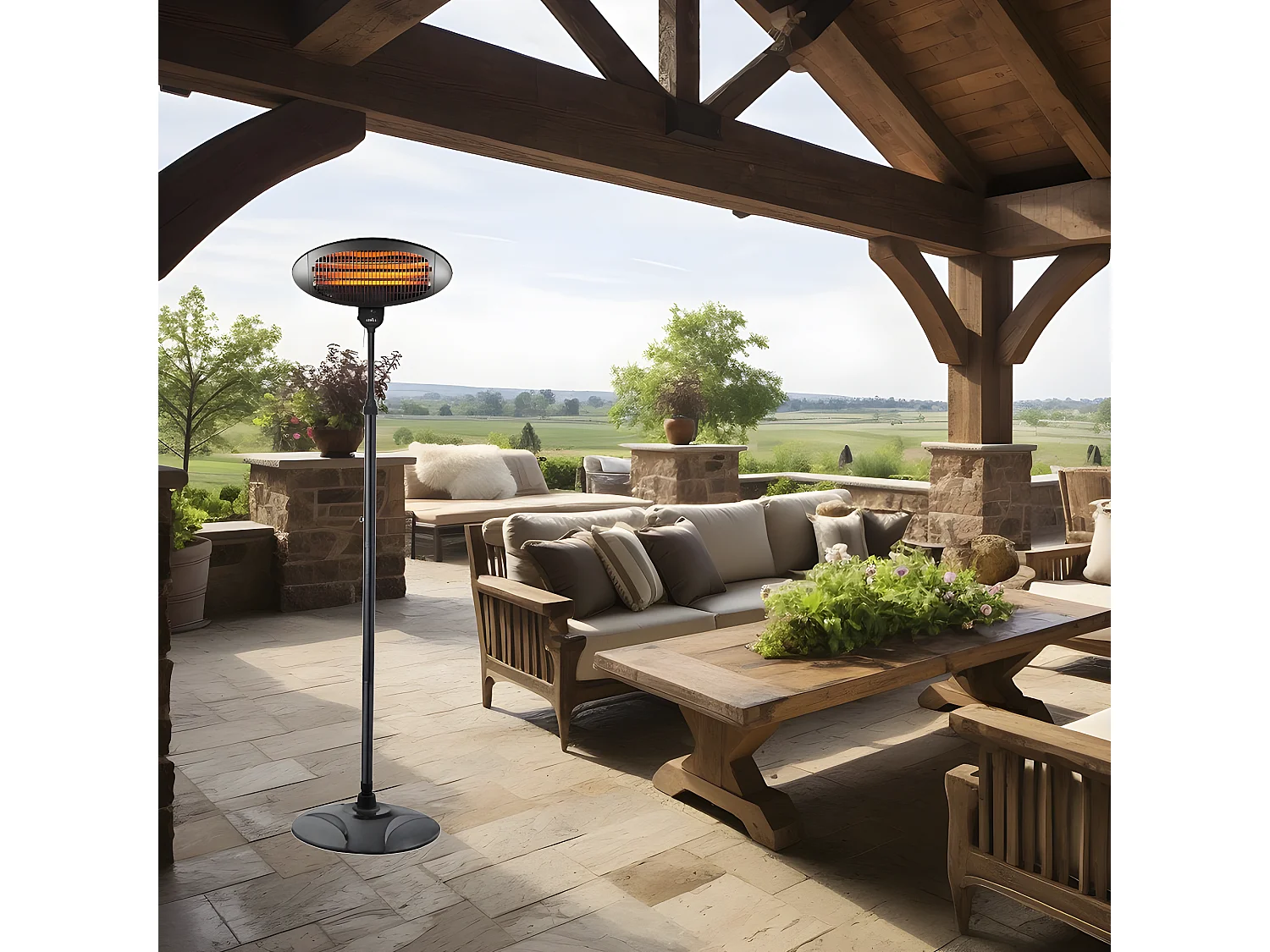 Calefactor Con Pie Para Exterior Austral 2000w Negro Orientable