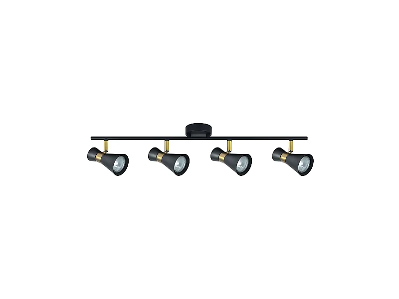 Regleta De 4 Focos Para Baño Modelo Maximo Negro-cuero