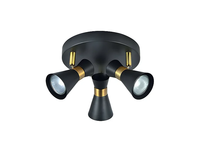 Plafon De 3 Focos Orientables Maximo Negro-cuero
