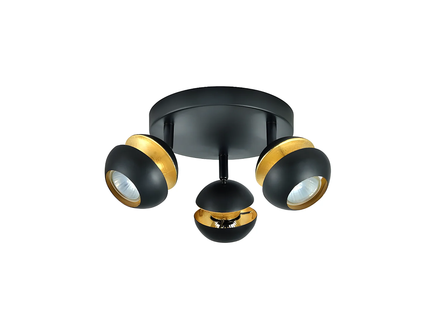Plafon De 3 Focos Para Baño Modelo Beethoven Negro/oro