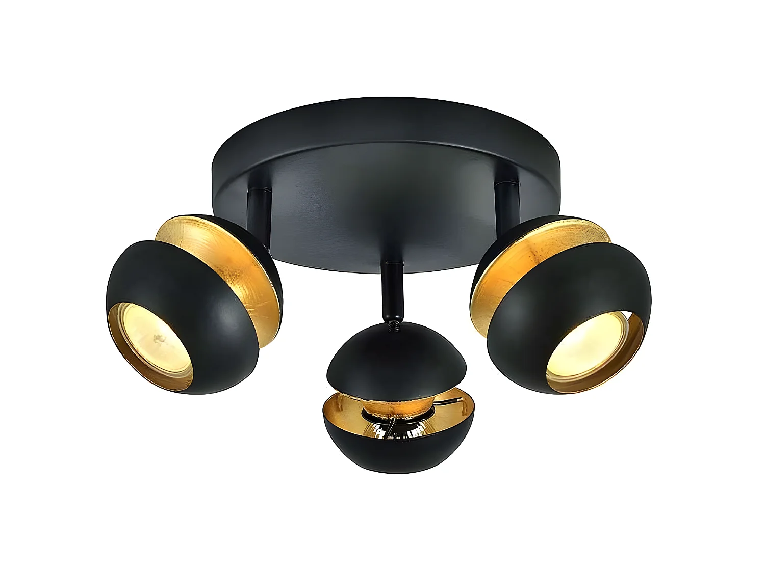Plafon De 3 Focos Para Baño Modelo Beethoven Negro/oro