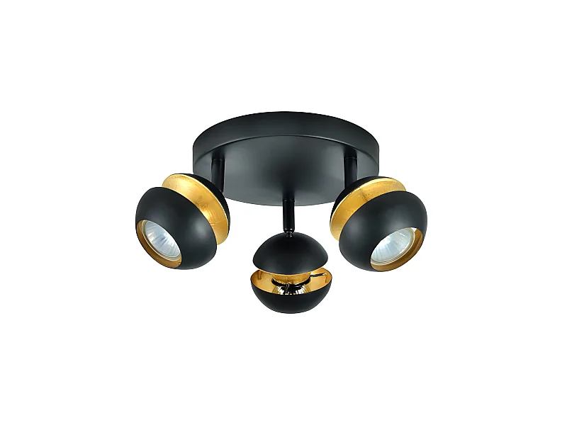 Plafon De 3 Focos Para Baño Modelo Beethoven Negro/oro