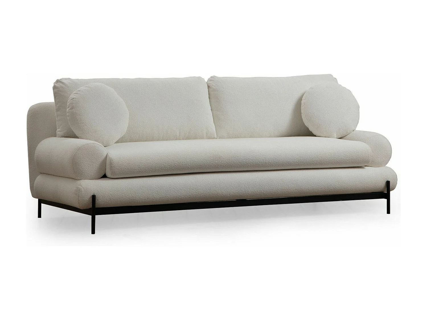 Canapé design 3 places Tanit Tissu bouclette Blanc