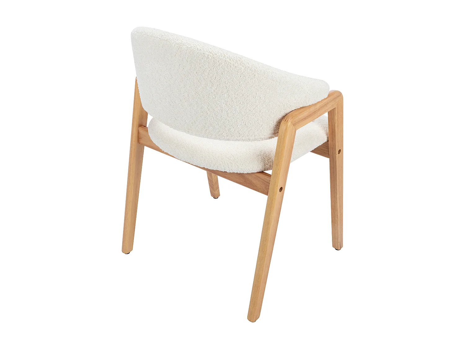 Conjunto de 2 cadeiras com apoios de braço tecido bouclé e madeira de hévea branco - SOLUNA