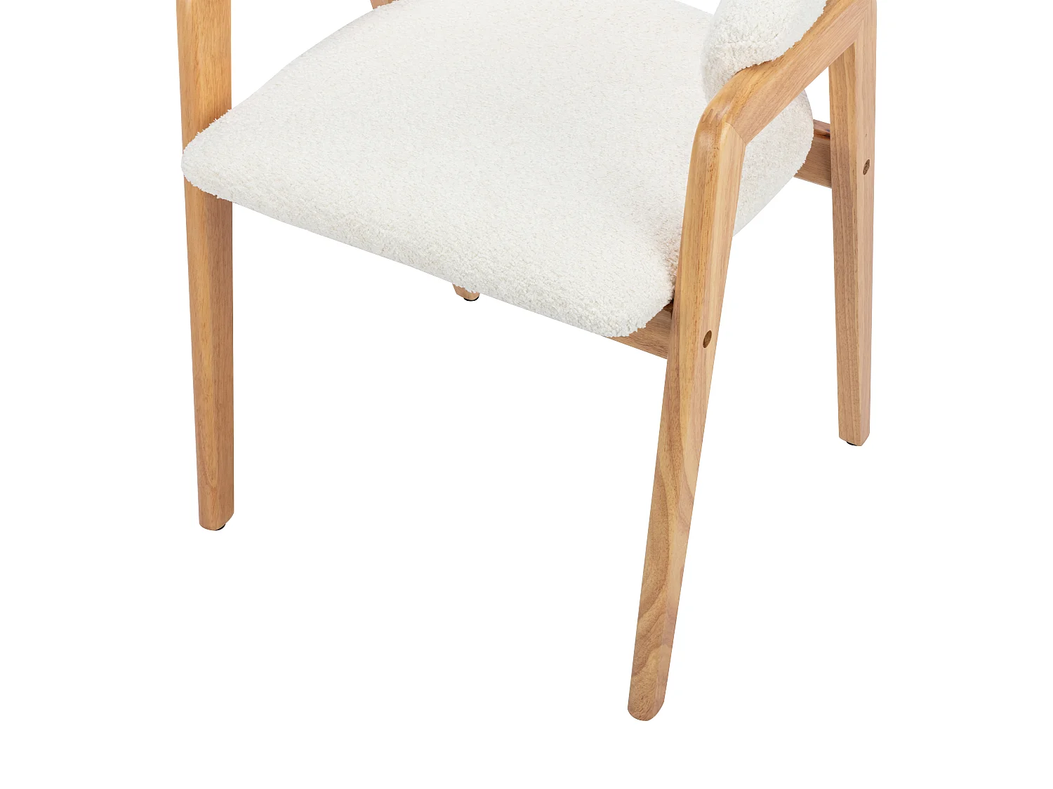 Conjunto de 2 cadeiras com apoios de braço tecido bouclé e madeira de hévea branco - SOLUNA
