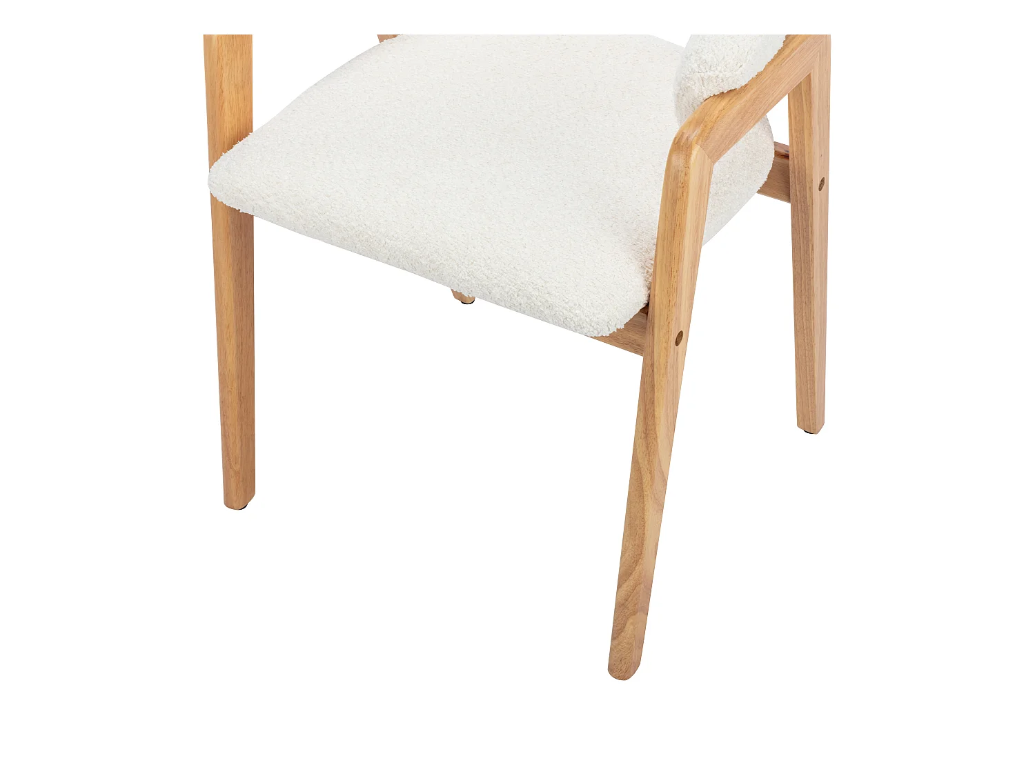 Lote de 2 sillas con reposabrazos de tela bouclé y madera de hevea - Blanco - SOLUNA
