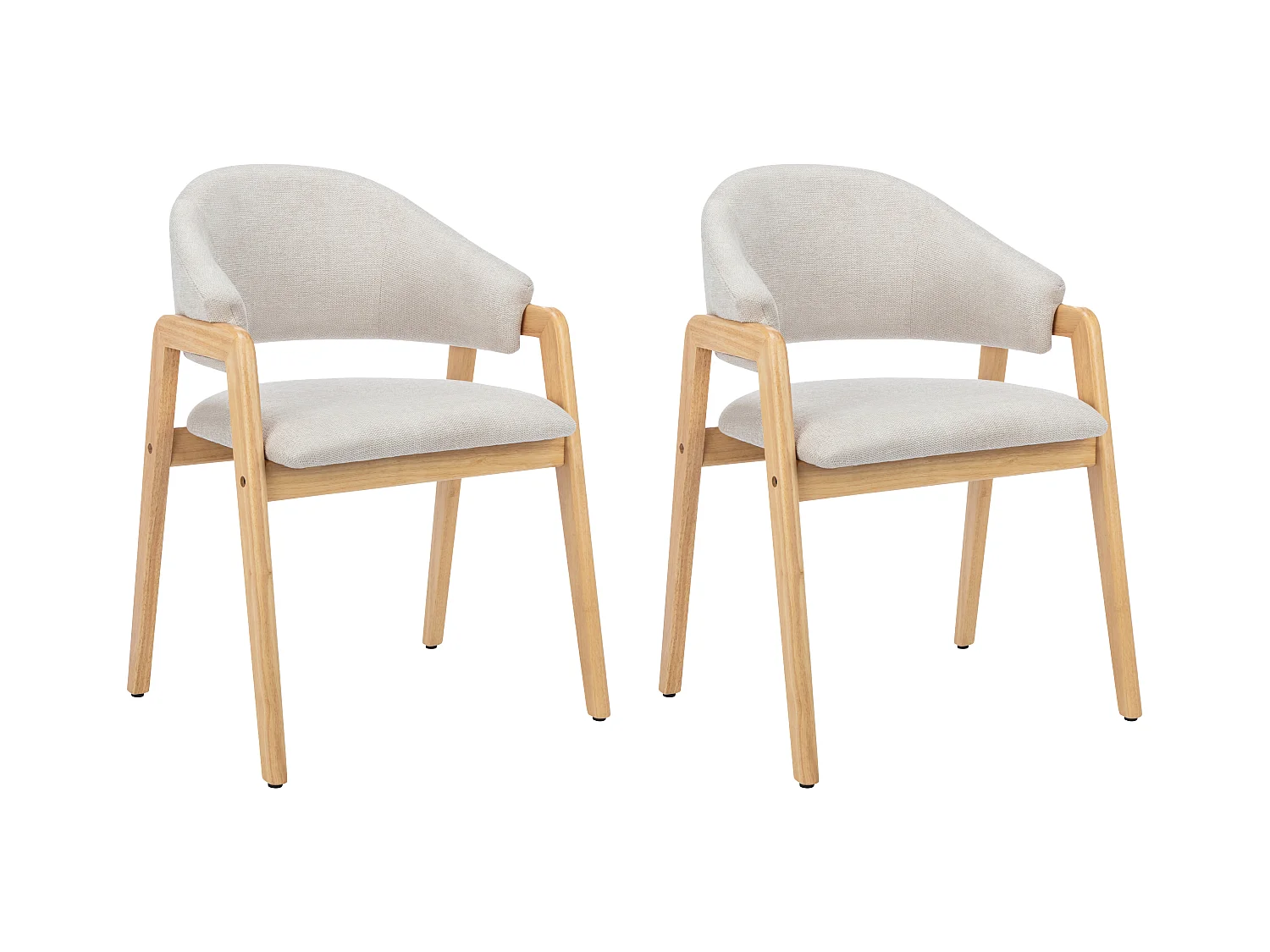Set van 2 stoelen met armleuningen van heveahout - Beige - SOLUNA