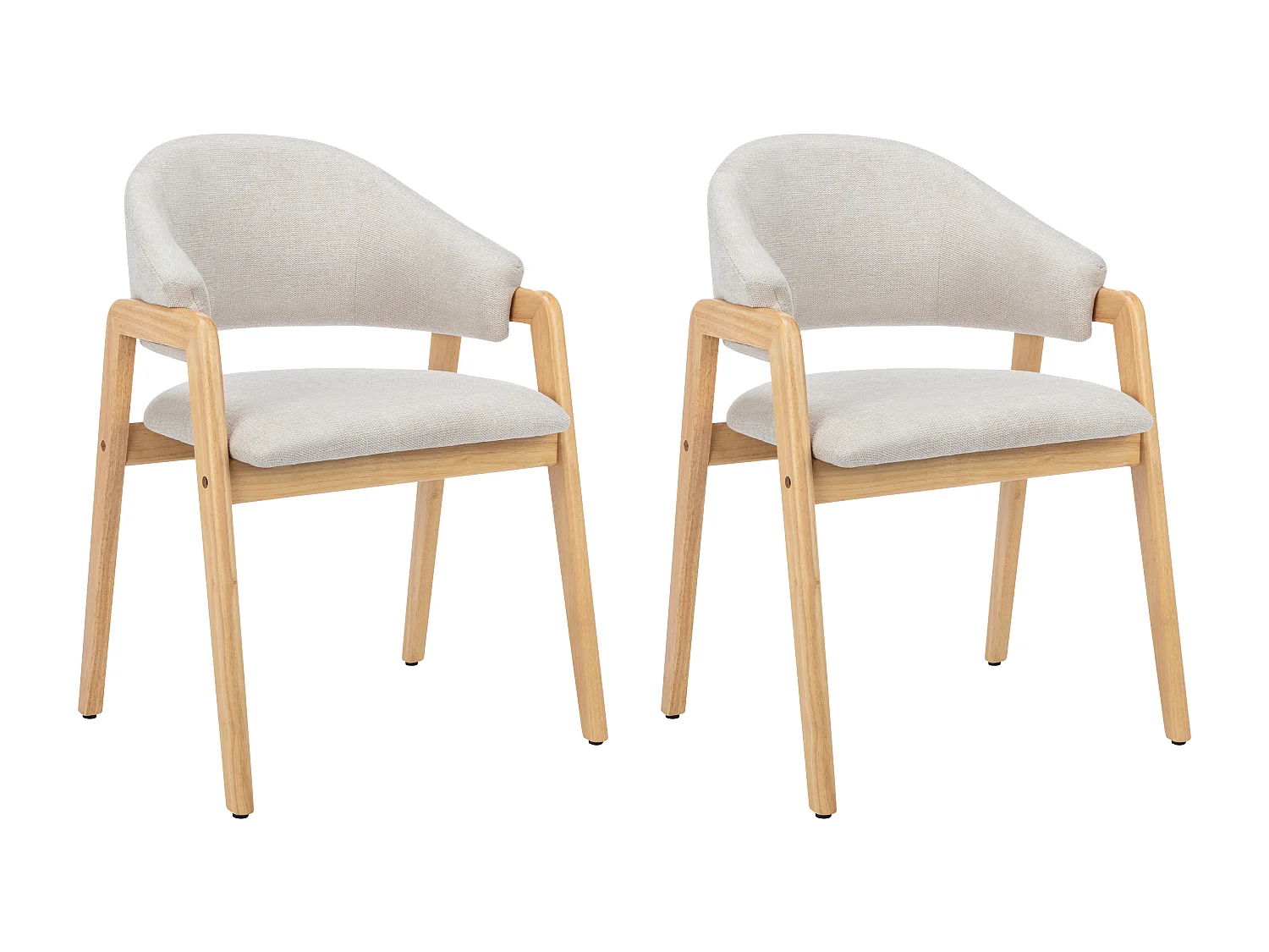 Set van 2 stoelen met armleuningen van heveahout - Beige - SOLUNA