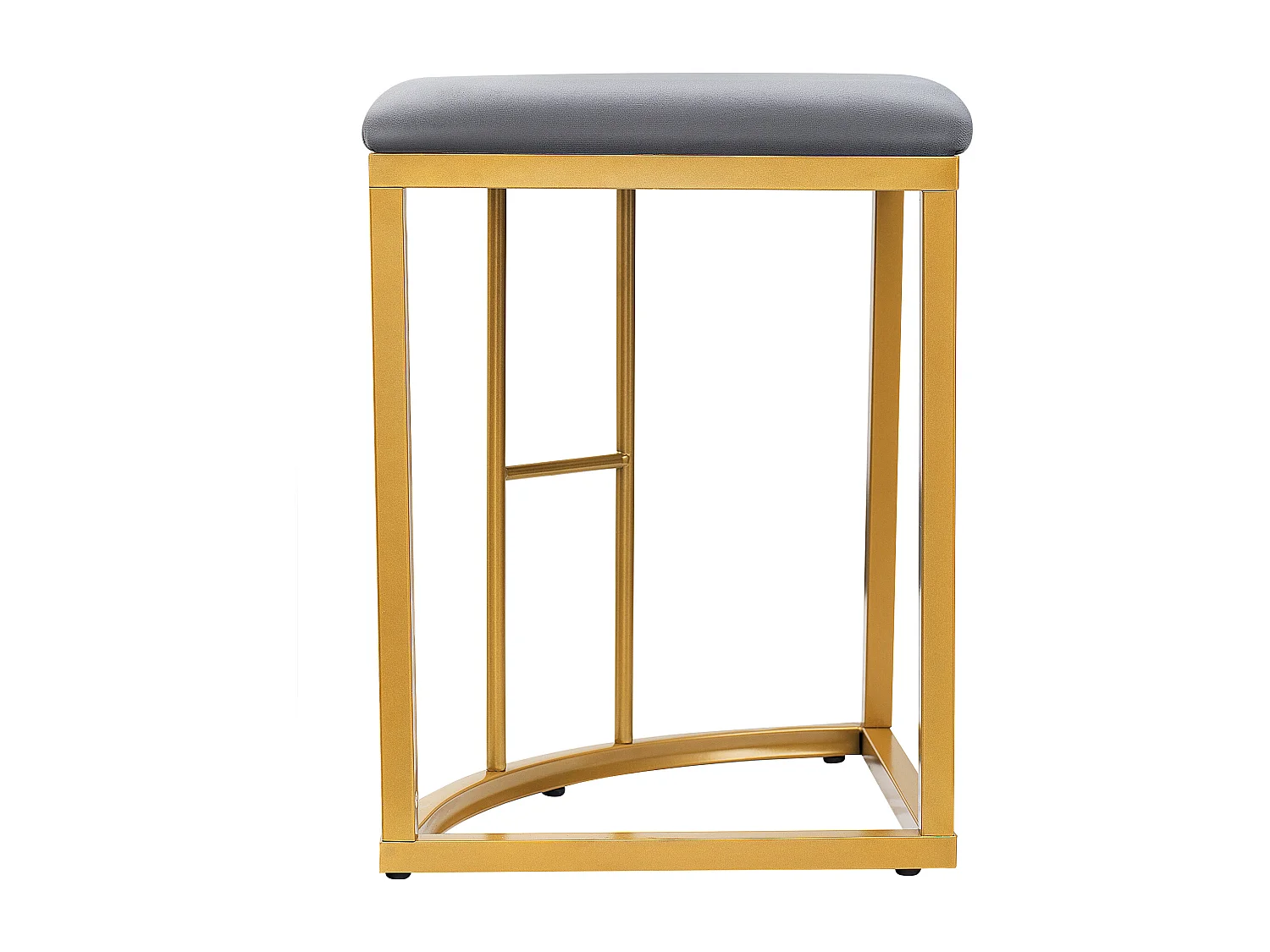 Conjunto de mesa y 6 sillas - 4 taburetes + 2 bancos - sillas con cojín de asiento - estructura de metal - Dorado