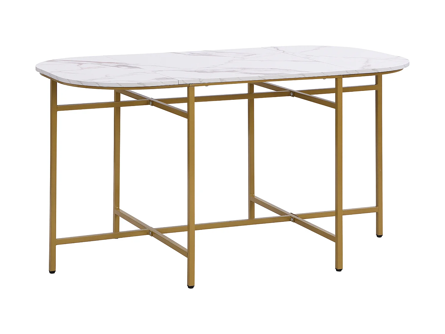 Ensemble table et 6 chaises - chaises avec coussin d'assise et dossier - doré