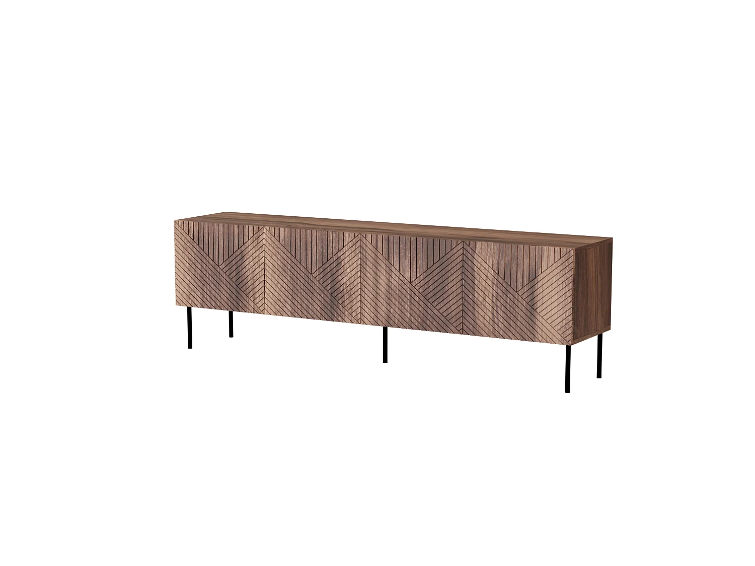Meuble TV NOCCIOLA 190 cm 4D façades fraisées Noyer Warmian
