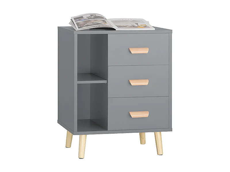 Comodino Piccolo Tavolino Divano Con 3 Cassetti Comodino Comodini L48*P40*A60cm FBT95-HG SoBuy