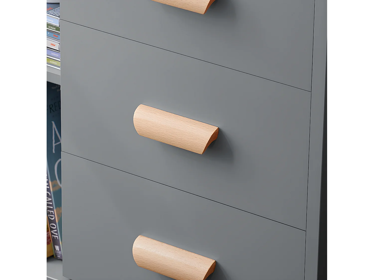 SoBuy Bijzettafel Bijzettafel Nachtkastje Nachtkastje met 3 Laden en 2 Opbergplanken - Grijs, 48x40x60 cm, FBT95-HG