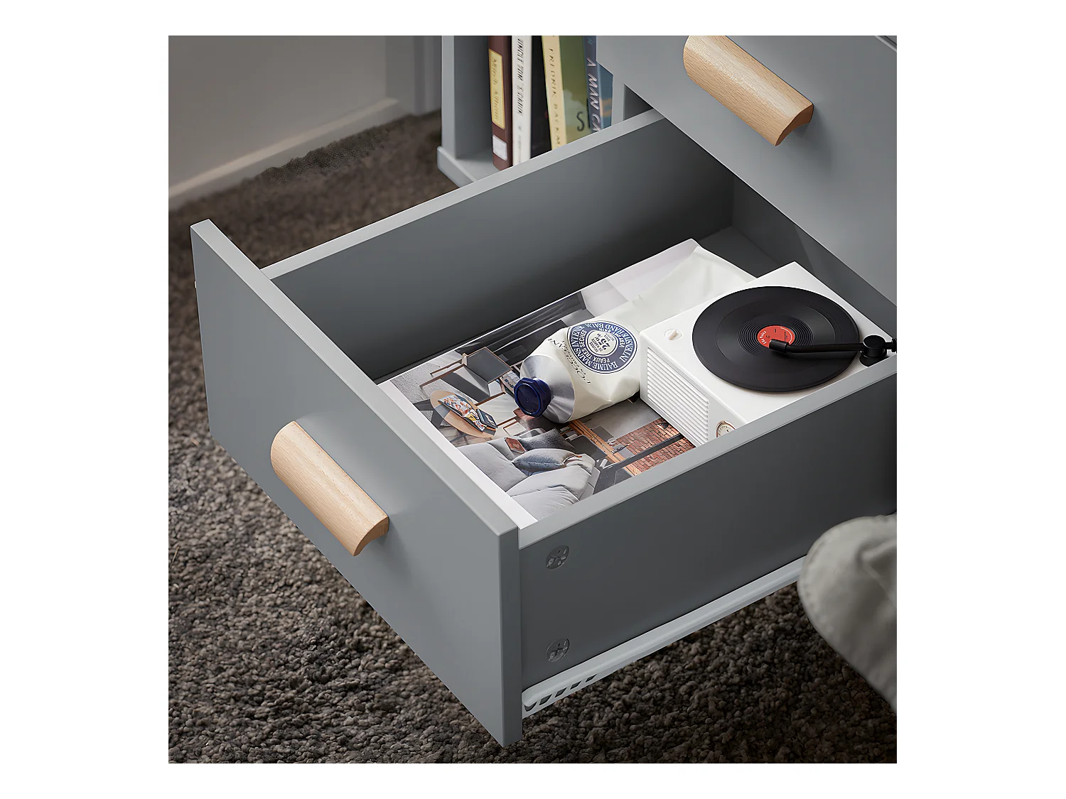 Stolik nocny z 3 szufladami, stolik kawowy FBT95-HG