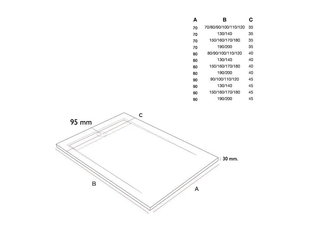 Mineralguss-Duschwanne extra flach ARCO Schieferoptik WEIß 80x110 cm