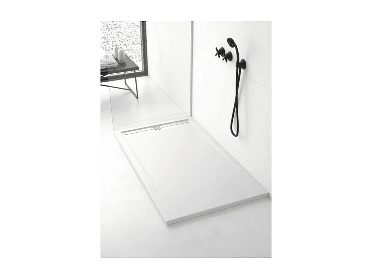 Plato de ducha pizarra ARCO BLANCO  70x80 cm rejilla inox