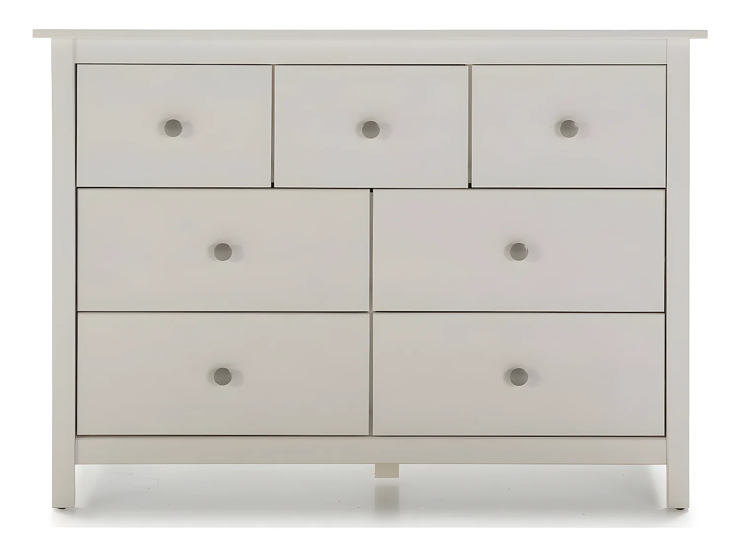 Commode 7 tiroirs en pin massif blanc 110 cm - Elton
