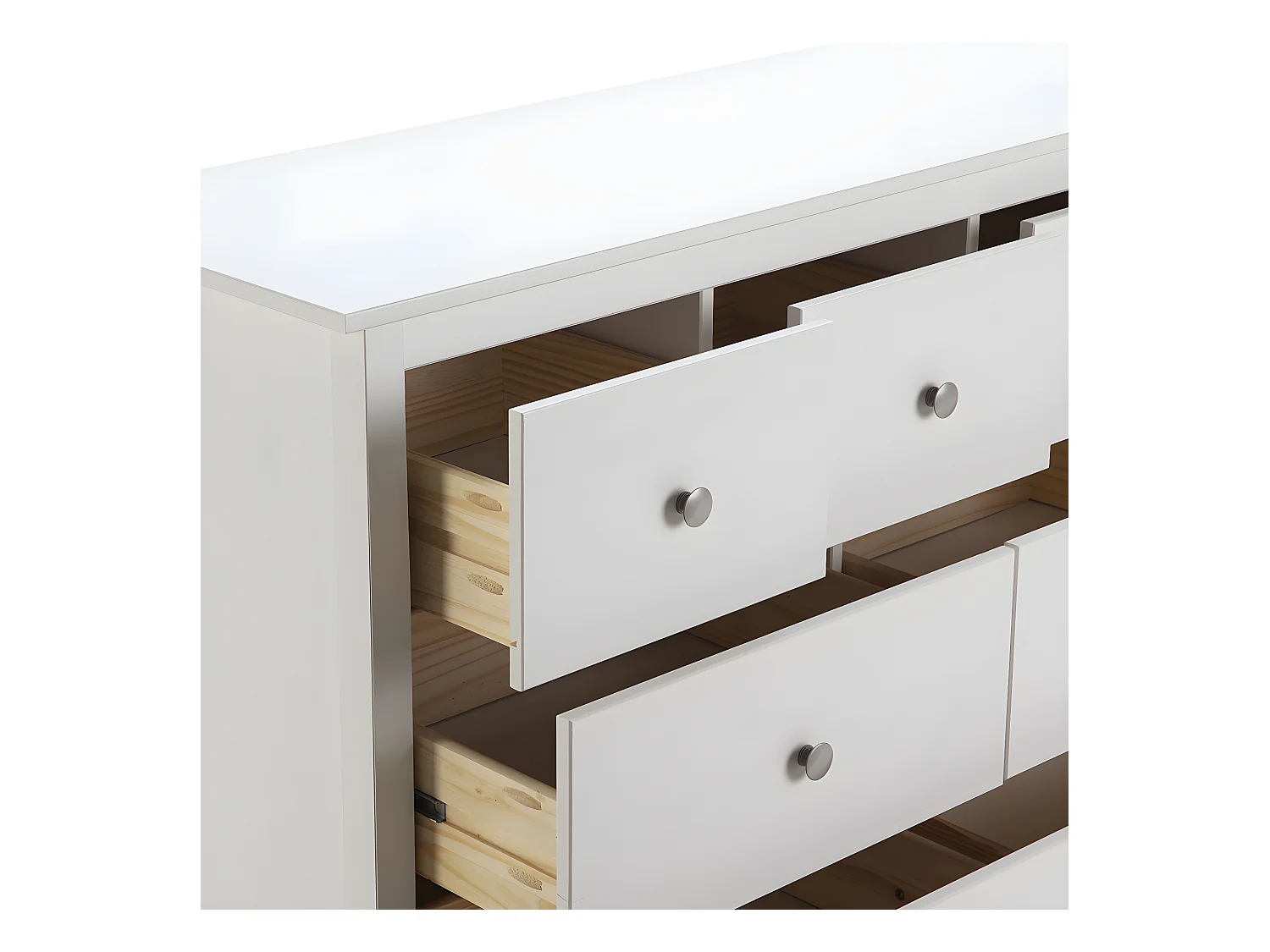Commode 7 tiroirs en pin massif blanc 110 cm - Elton
