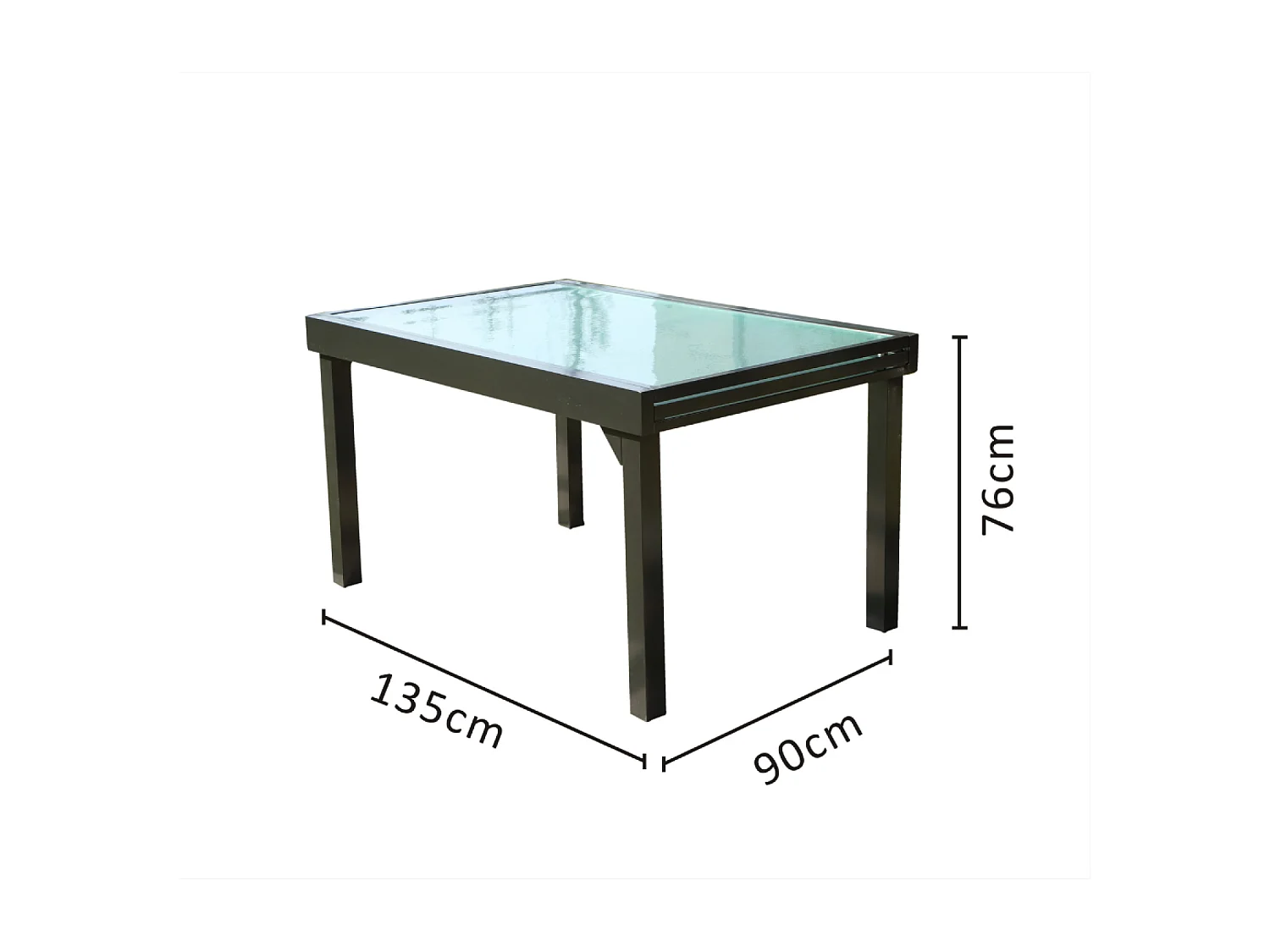 Table de jardin extensible en aluminium grise BRESCIA