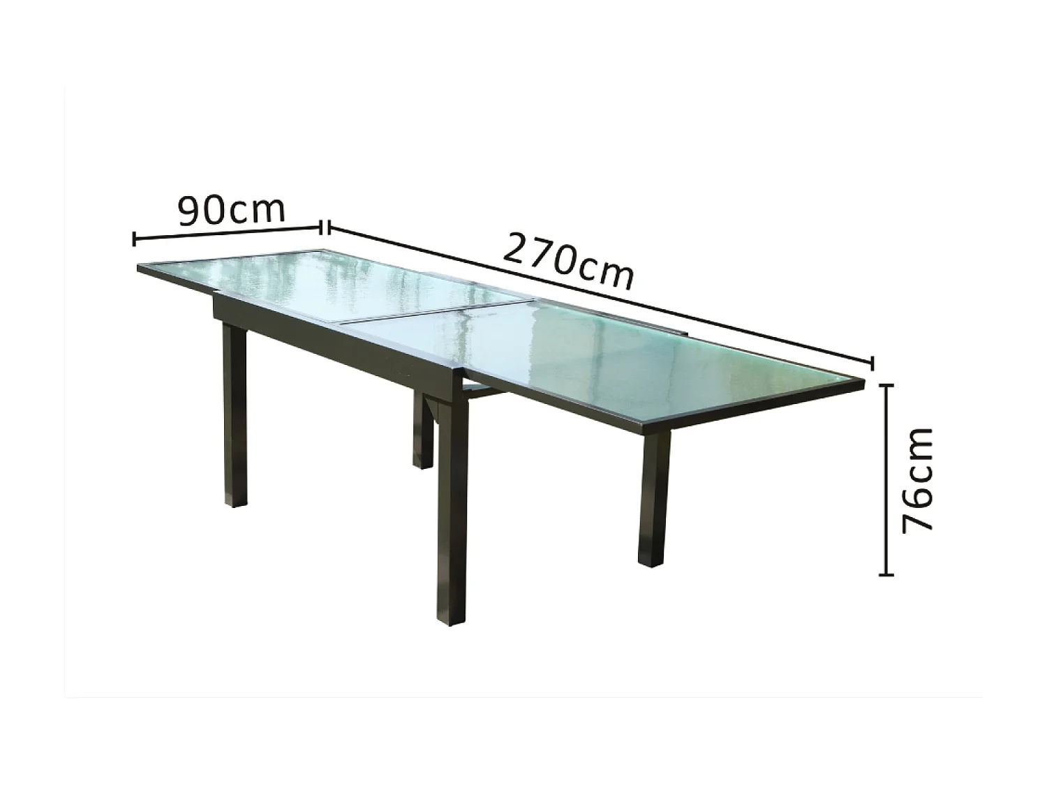 Table de jardin extensible en aluminium grise BRESCIA