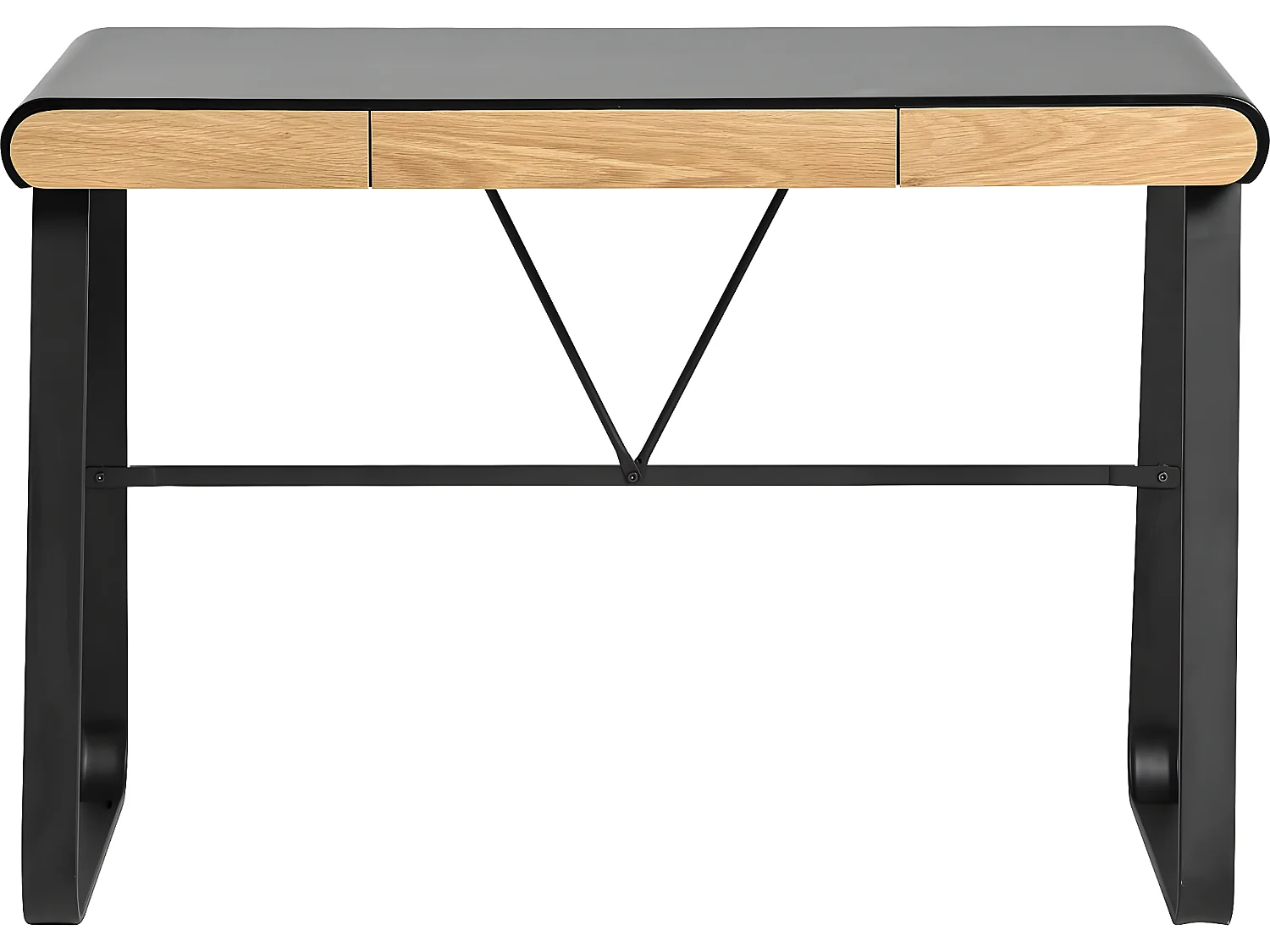 Bureau 3 tiroirs noir / effet chêne 110 cm - Aya