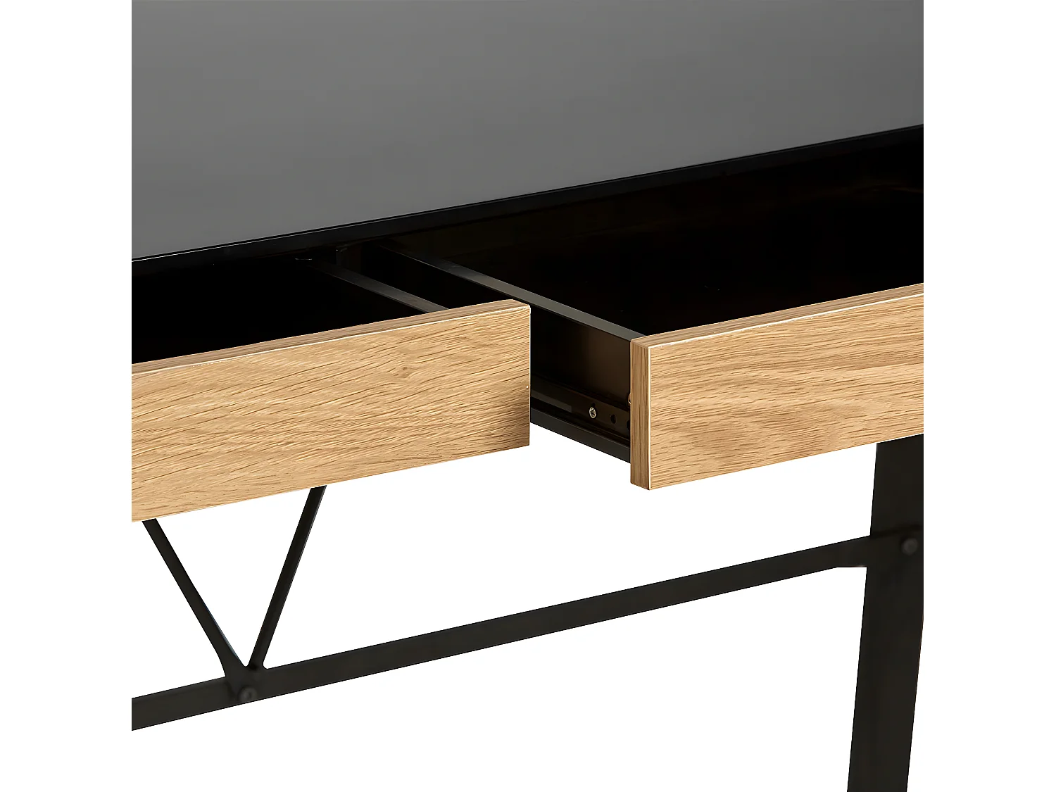 Bureau 3 tiroirs noir / effet chêne 110 cm - Aya