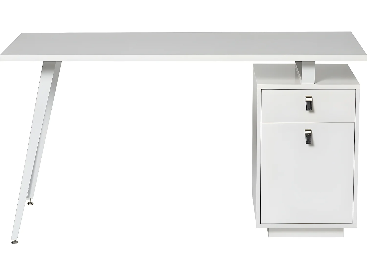Bureau avec caisson 1 porte 1 tiroir blanc 140 cm - Randy