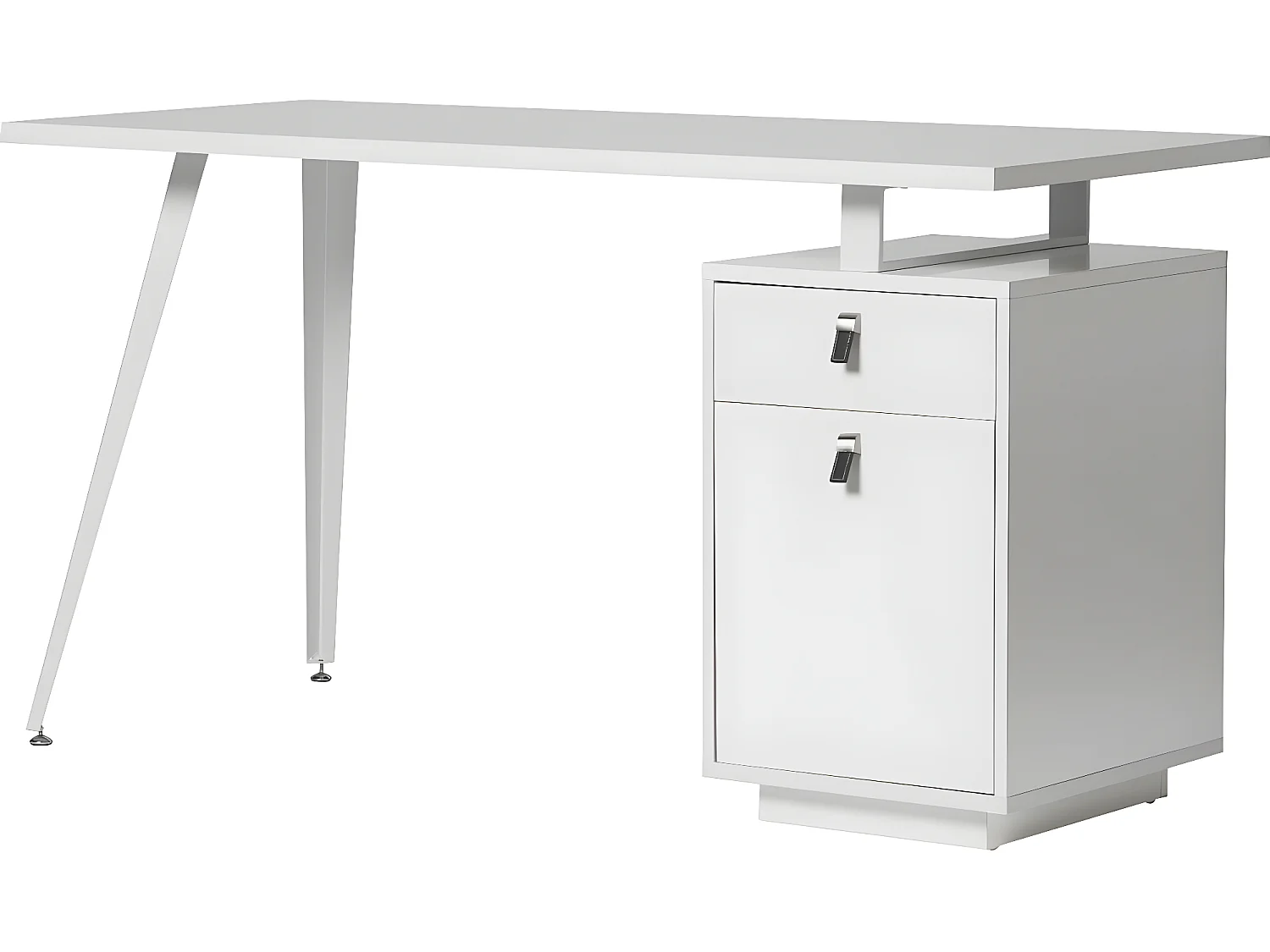 Bureau avec caisson 1 porte 1 tiroir blanc 140 cm - Randy