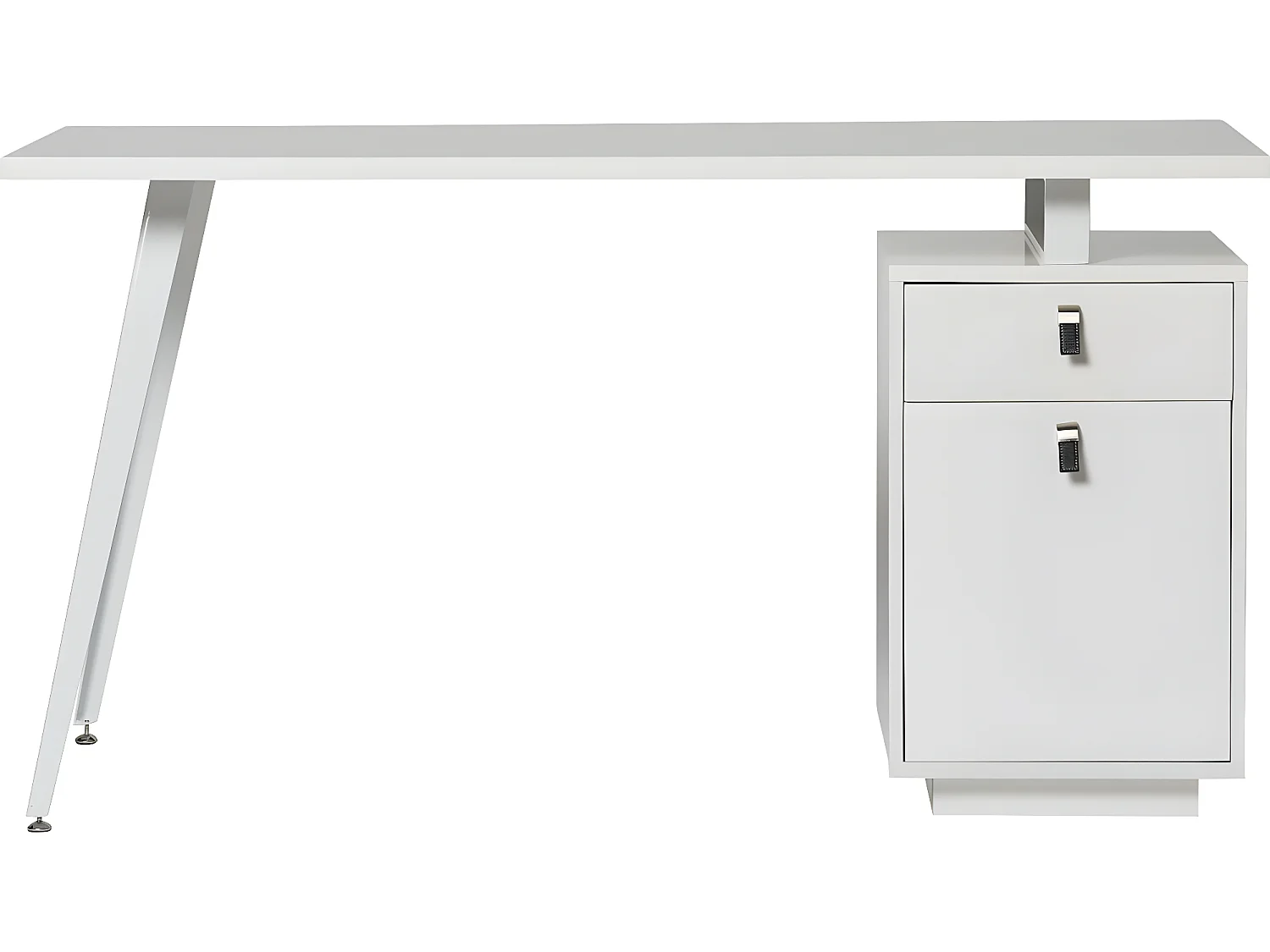 Bureau avec caisson 1 porte 1 tiroir blanc 140 cm - Randy