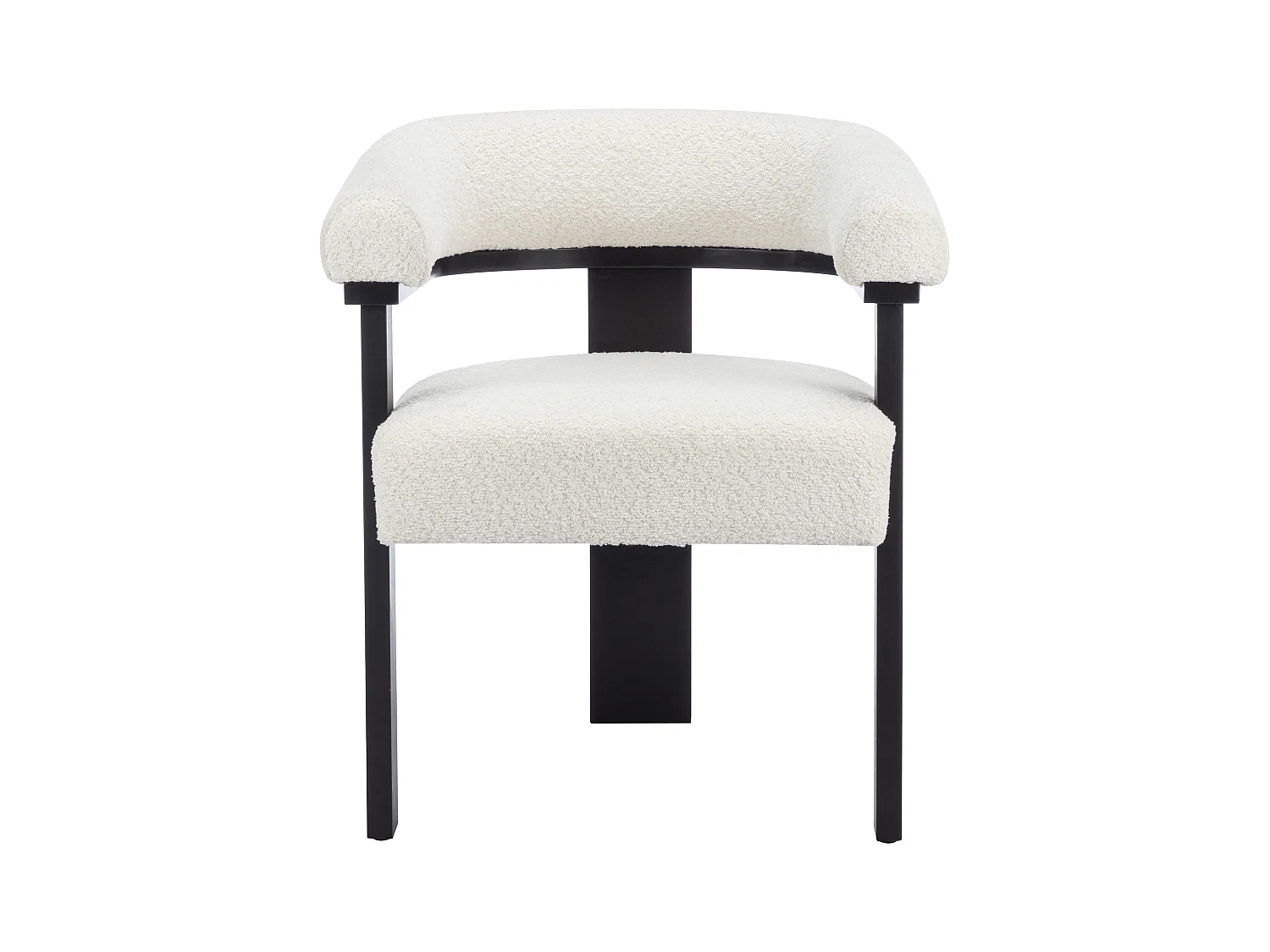 Stol med armlæn i bouclé stof og sort hevea træ - Hvid - LIVELIA by Pascal MORABITO