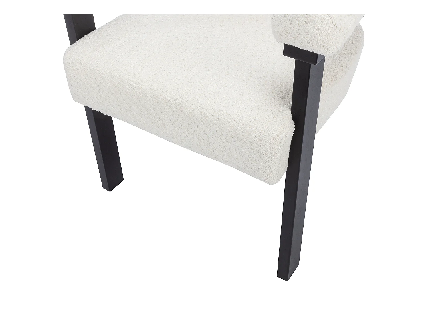 Stol med armlæn i bouclé stof og sort hevea træ - Hvid - LIVELIA by Pascal MORABITO