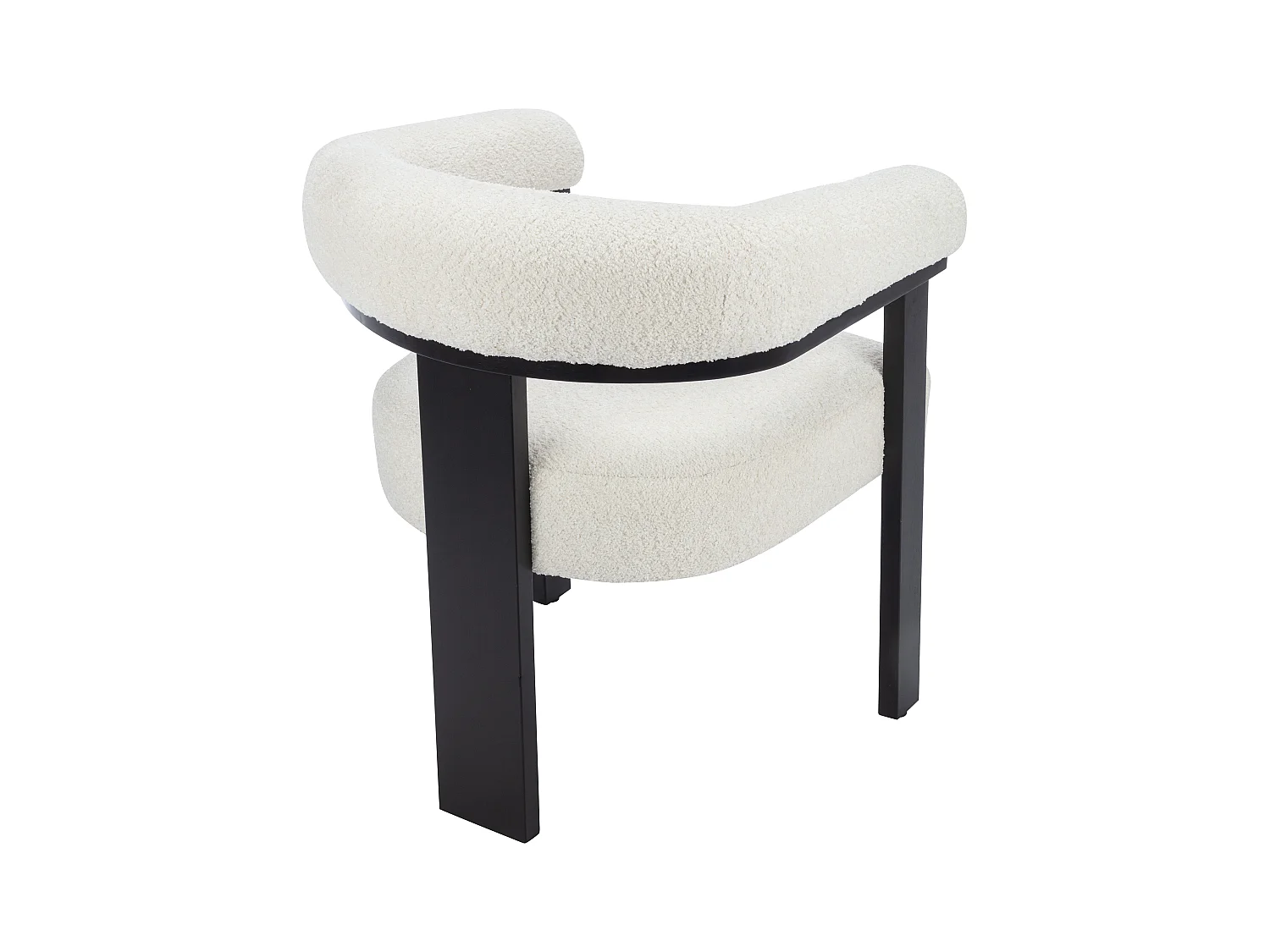 Stol med armlæn i bouclé stof og sort hevea træ - Hvid - LIVELIA by Pascal MORABITO