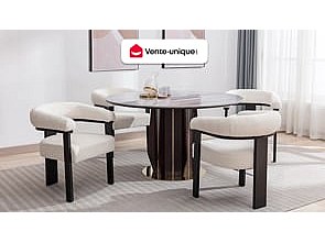Stol med armlener i boucle-stoff og svart gummitrevirke - Hvit - LIVELIA av Pascal MORABITO
