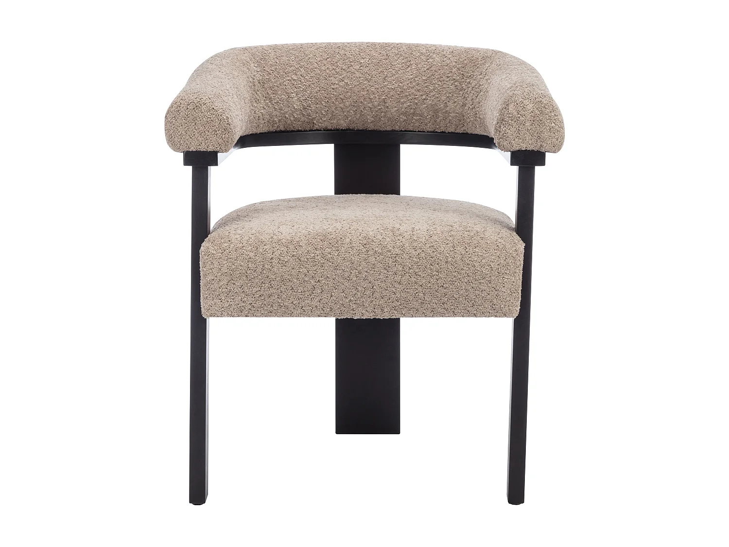 Chaise avec accoudoirs en tissu bouclette et bois d'hévéa noir - Taupe - LIVELIA de Pascal MORABITO