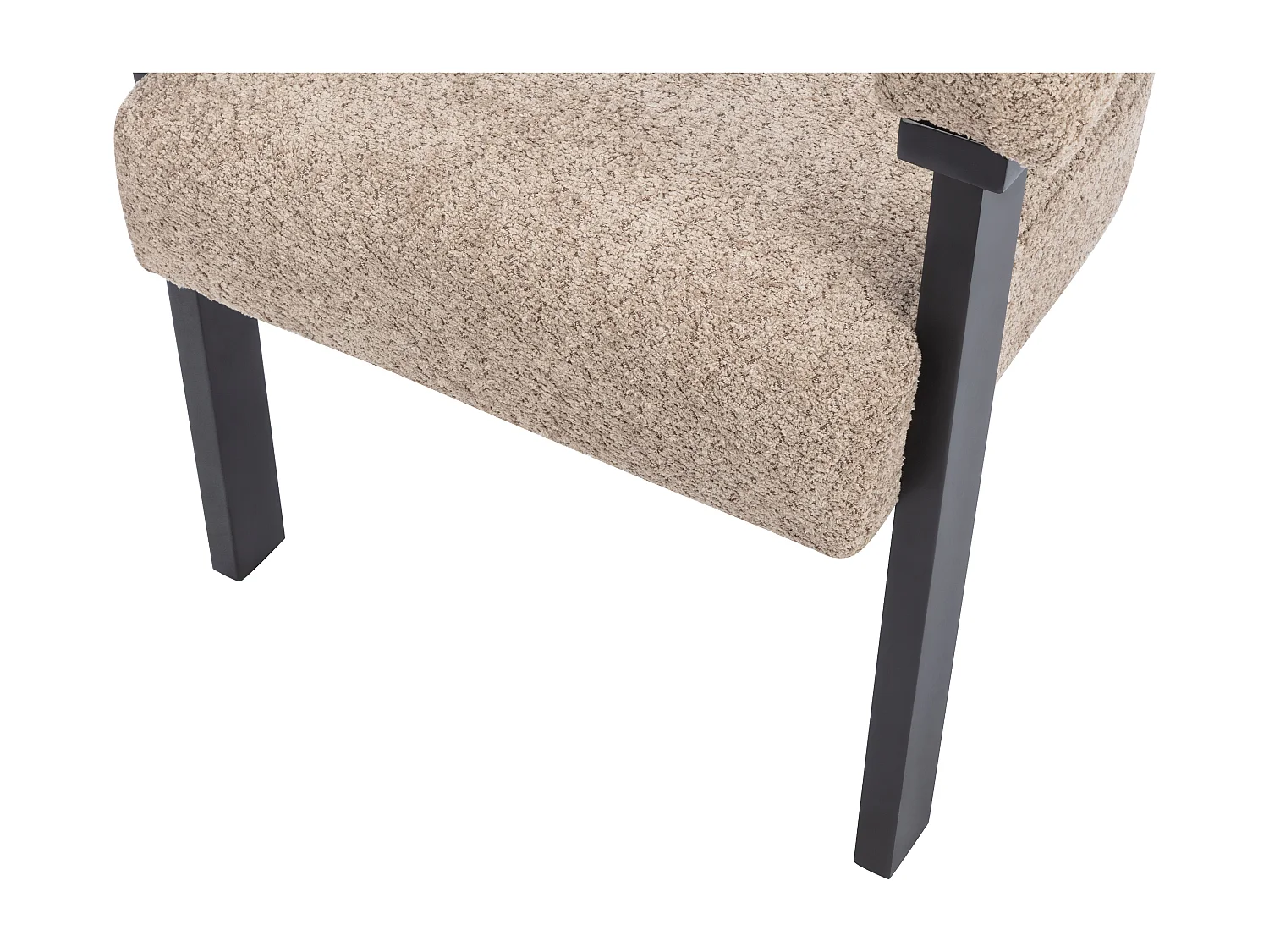 Chaise avec accoudoirs en tissu bouclette et bois d'hévéa noir - Taupe - LIVELIA de Pascal MORABITO