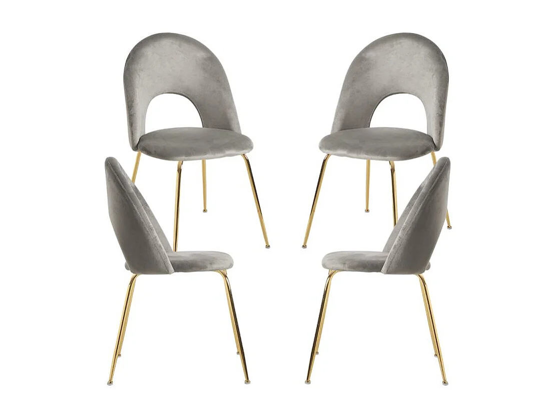 Packs Sillas Comedor - Pack 4 Sillas Dawa Gold Terciopelo - Gris claro