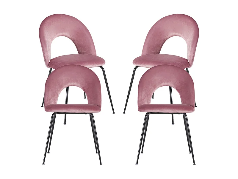 Packs Sillas Comedor - Pack 4 Sillas Dawa Black Terciopelo - Rosa