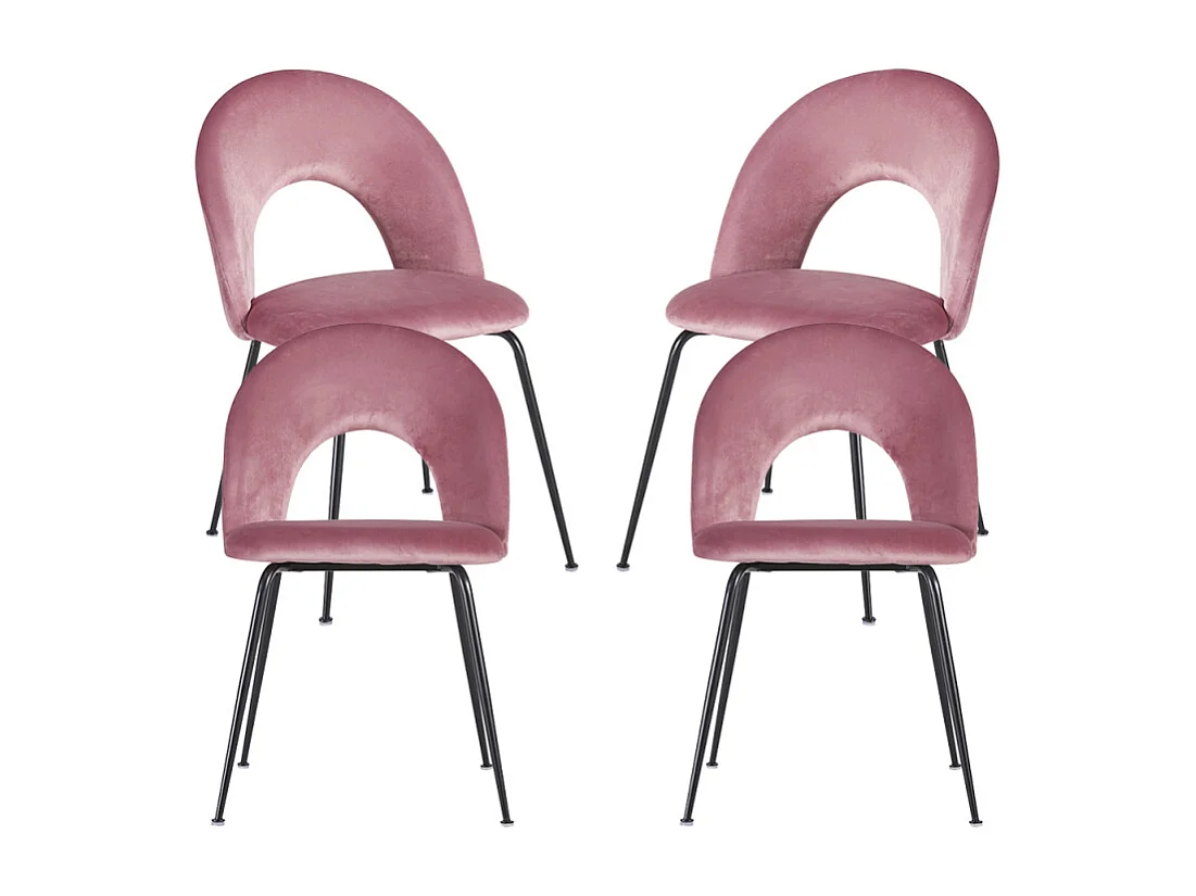 Packs Sillas Comedor - Pack 4 Sillas Dawa Black Terciopelo - Rosa
