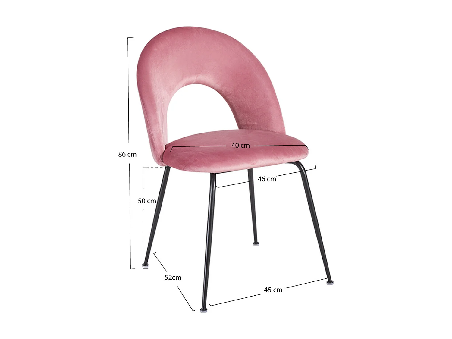 Packs Sillas Comedor - Pack 2 Sillas Dawa Black Terciopelo - Rosa