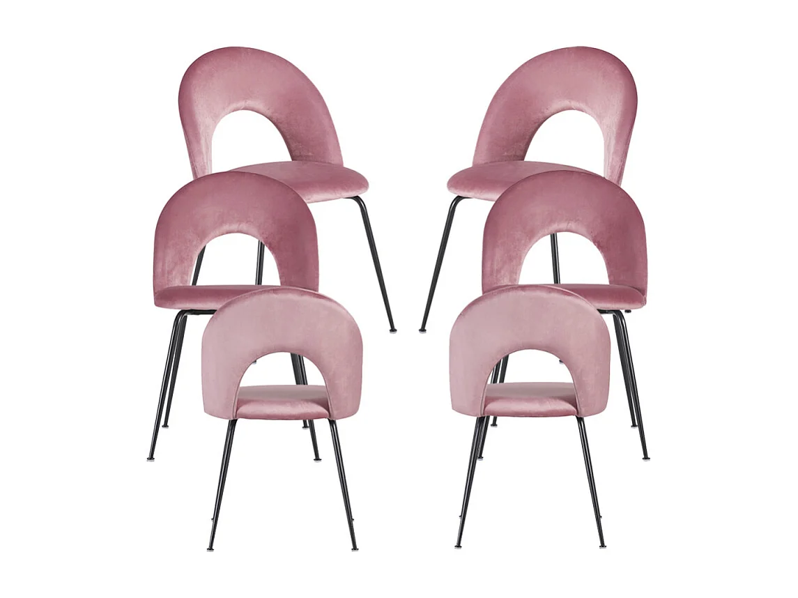 Packs Sillas Comedor - Pack 6 Sillas Dawa Black Terciopelo - Rosa