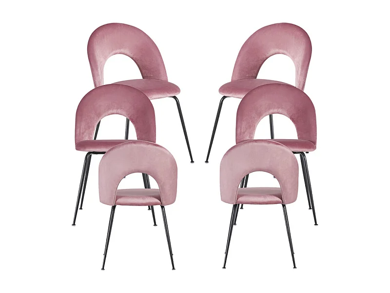 Packs Sillas Comedor - Pack 6 Sillas Dawa Black Terciopelo - Rosa
