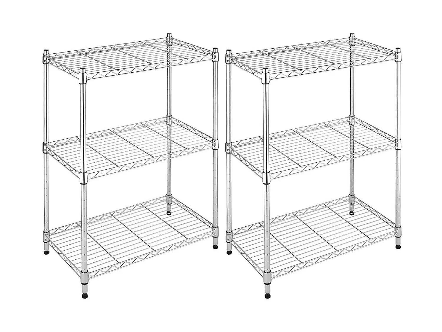 Pack 2 étagères métalliques avec 3 étagères réglables 76.2x58.9x34cm 240Kg 7house