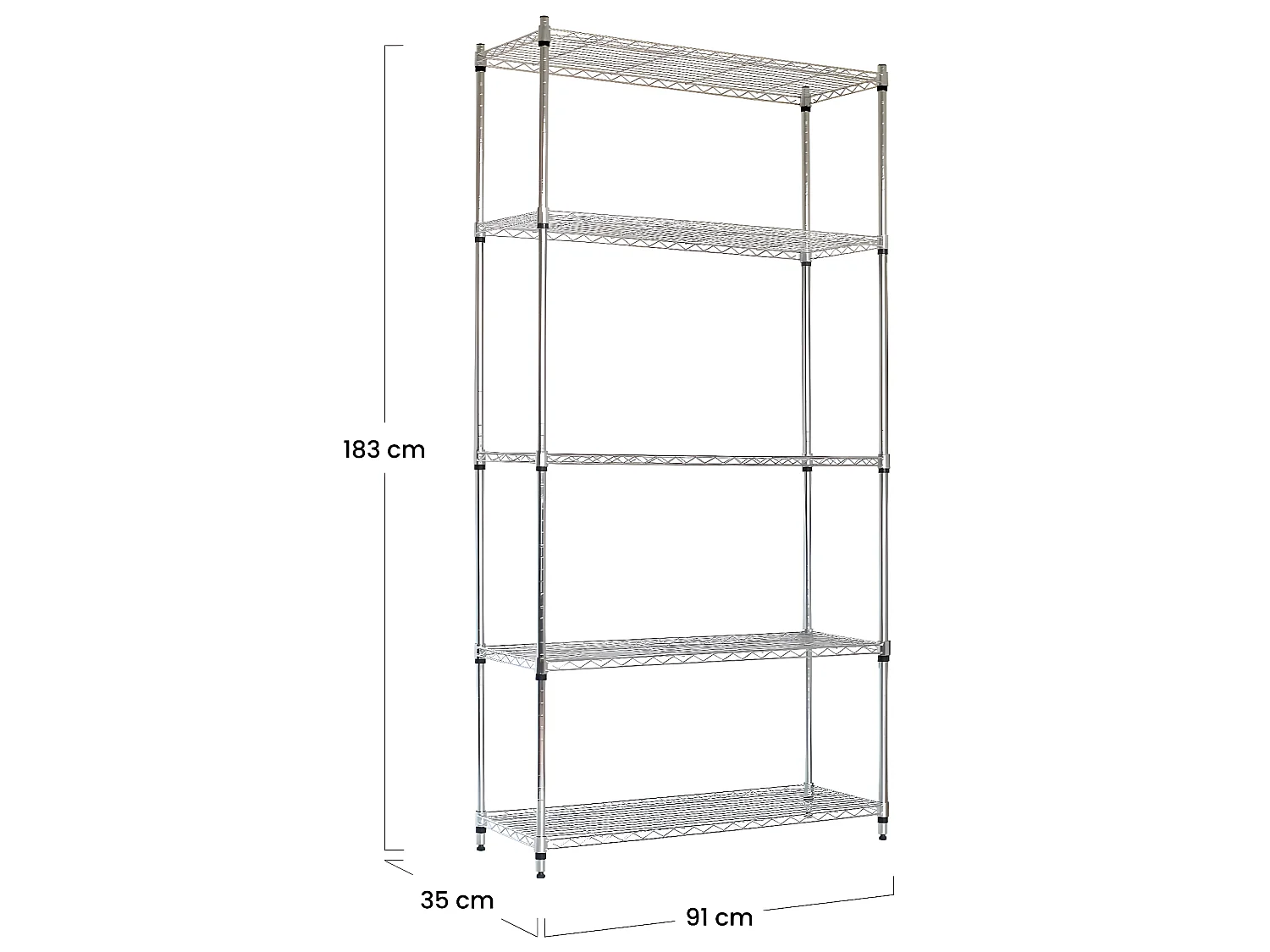 Pack 2 Estanterías Metálicas con 5 Baldas Ajustables 182.8x91.4x35.5cm 400Kg O91
