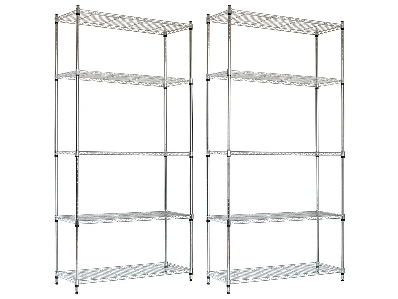 Confezione 2 scaffali in metallo con 5 ripiani regolabili 182,8x91,4x91,4x35,5cm 400Kg O91