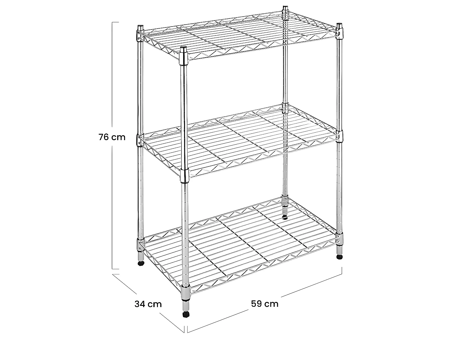Pack 2 Estanterías Metálicas con 3 Baldas Ajustables 76.2x58.9x34cm 240Kg O91