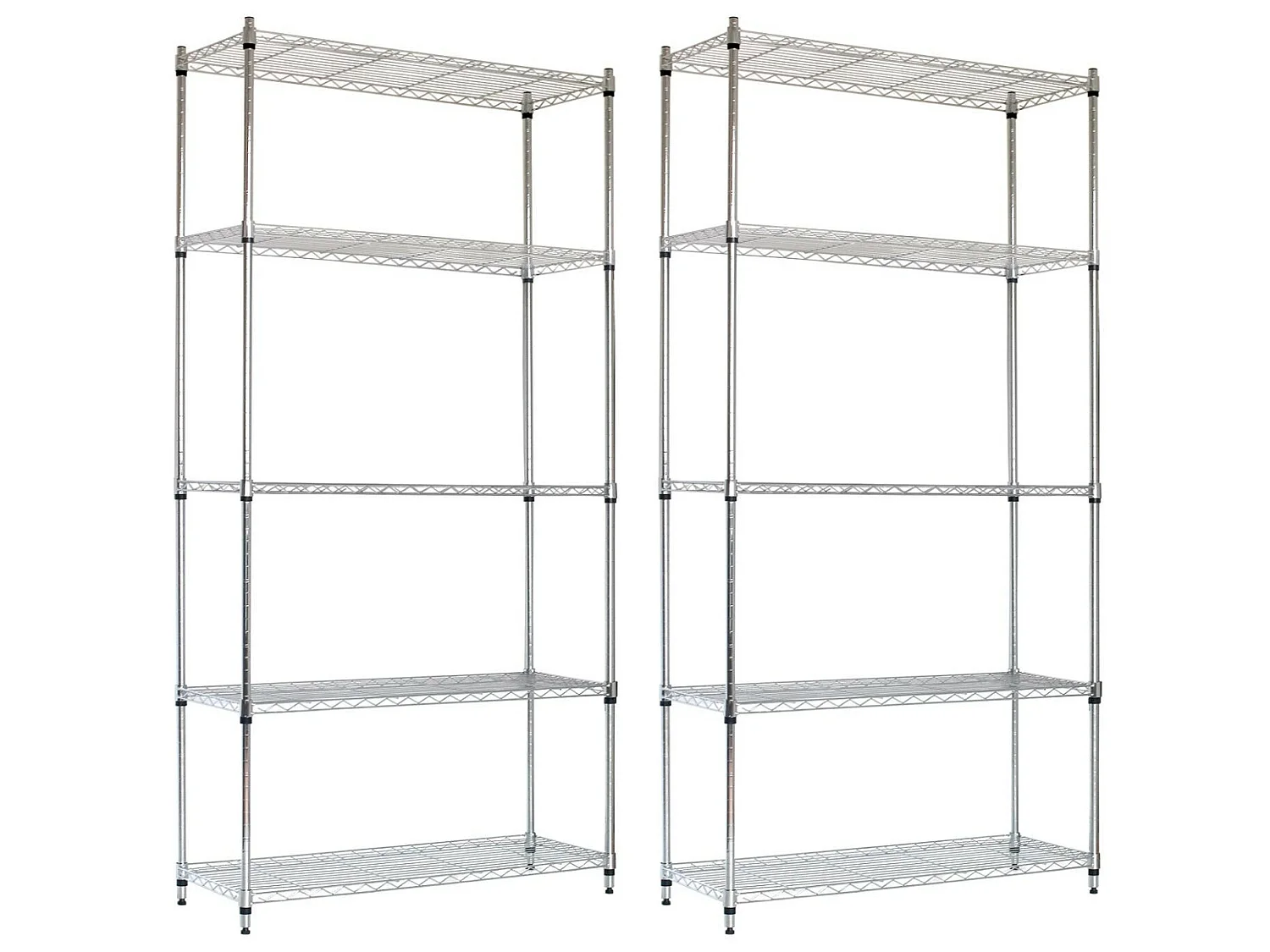 Pack 2 Estanterías Metálicas con 5 Baldas Ajustables 182.8x91.4x35.5cm 400Kg 7house