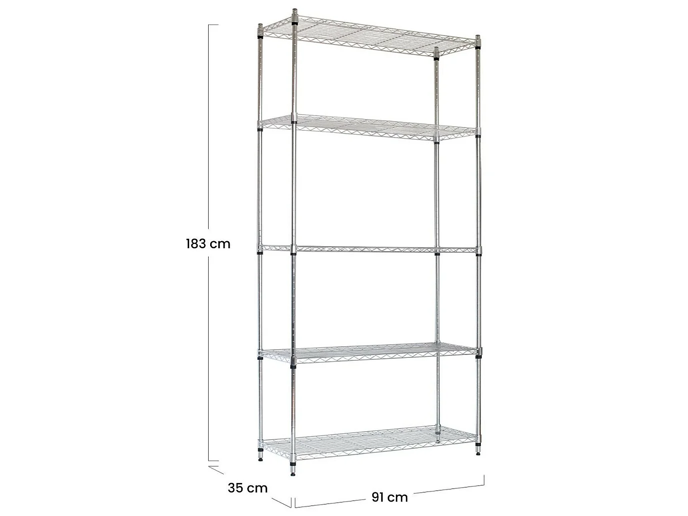 Pack 2 Estanterías Metálicas con 5 Baldas Ajustables 182.8x91.4x35.5cm 400Kg 7house