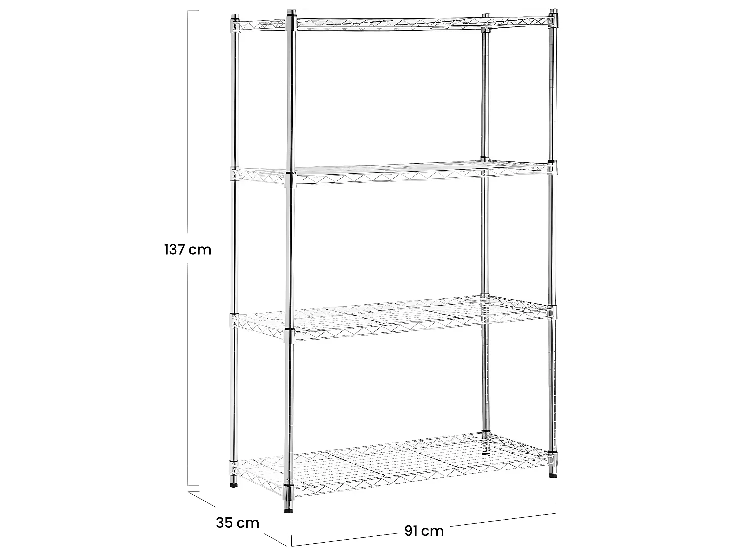 Pack 2 Estanterías Metálicas con 4 Baldas Ajustables 137x91.4x35.5cm 320Kg O91